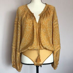 Free People Intimately All Tucks Printed Bodysuit